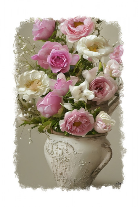 Sticker decorativ, Vaza cu flori, Crem, 85 cm, 9248ST