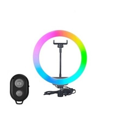 Lampa circulara LED 26 cm diametru,RGB, fara trepied, telecomanda bluetooth inclusa foto