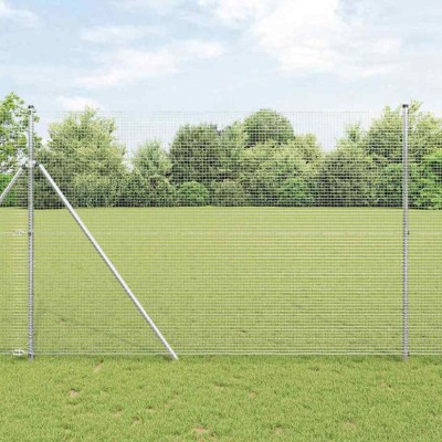 vidaXL &amp;Icirc;ngrădire cu st&amp;acirc;lpi Argintiu 1.5 x 25 m Oțel foto