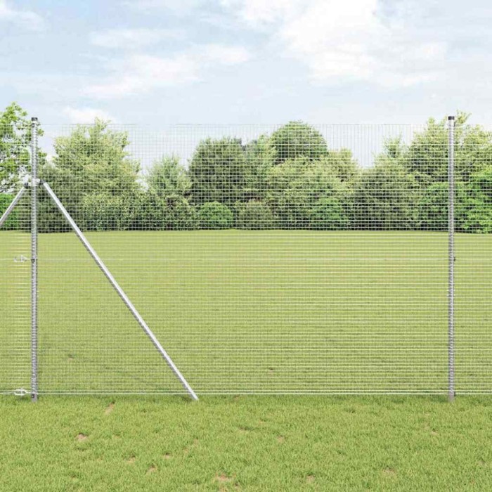 vidaXL &Icirc;ngrădire cu st&acirc;lpi Argintiu 1.5 x 25 m Oțel