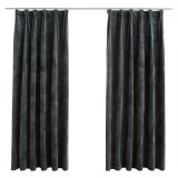 Cumpara ieftin Draperii opace, 2 buc., antracit, 140x175 cm, catifea, carlige