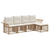 vidaXL Set de canapele de exterior 5 pcs Alb Natural și Crem Poliester 3437680