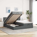 vidaXL Cadru de pat otoman cu saltele țesătură gri &icirc;nchis 160x200cm 3312879