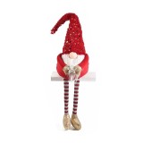 Figurina Mos Craciun textil multicolor cu led 14x16x65 cm