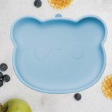 Farfurie din silicon cu ventuza, appekids, panda - aqua blue