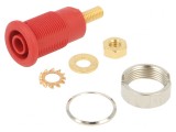 Soclu banană 4mm 32A roșu aurit 33mm