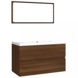 Cumpara ieftin Set de mobilier de baie, stejar maro, lemn prelucrat
