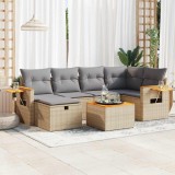 vidaXL Set canapele de grădină, 7 piese, cu perne, bej, poliratan 3325979