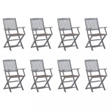 Cumpara ieftin Gossi scaune pliabile de exterior cu perne, 8 buc., lemn masiv acacia
