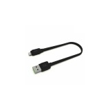 Green Cell GC mat Lightning mat cablu plat de date și &icirc;ncărcare de 25 cm lungime cu funcție de &icirc;ncărcare rapidă suport Apple 2.4A