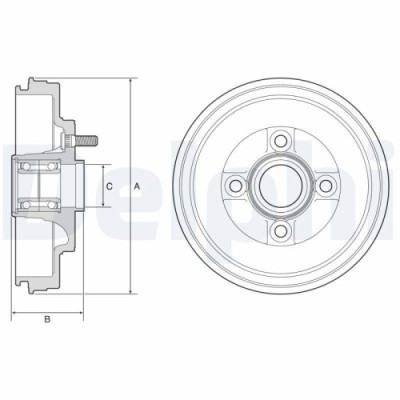Tambur frana Mitsubishi Mirage / Space Star 6 Liftback (A0 A) 01.12-, Spate, 1.0 (A05A), 1.0 Bifuel, 1.2, 1.2 (A03A), 1.2 LPG (A03A), DELPHI foto