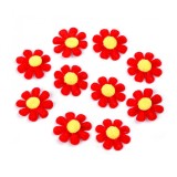 Cumpara ieftin Set 10 margarete decorative textile Kyrra, diametru 27 mm, Rosu, Crisalida