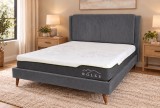 Cumpara ieftin Pat Lyra 160x200 cm Tapitat Stofa Raiata Gri Somiera Inclusa