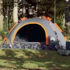 VidaXL Cort de camping, 4 persoane, gri/portocaliu, setare rapidă