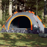 VidaXL Cort de camping, 4 persoane, gri/portocaliu, setare rapidă