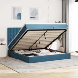 VidaXL Cadru pat otoman cu saltele Albastru &icirc;nchis 160x200cm catifea