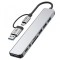 Hub USB / USB-C Tech-Protect HB06, 2 x USB-A 3.0 - 2 x USB-A - 1 x USB-C - 1 x Jack 3.5mm - 1 x SD - 1 x microSD, Gri