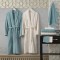 Set de halate de baie cu prosoape si manusi pentru baie, bumbac 100%, HAZAL Blue/Cream