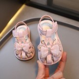 Sandale roz pentru fetite cu fluturas cu strasuri (Marime Disponibila: Marimea