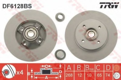 Disc frana CITROEN DS5 (2011 - 2015) TRW DF6128BS foto