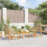 VidaXL Set mobilier bistro, 3 piese, poliratan bej/lemn de acacia 367603