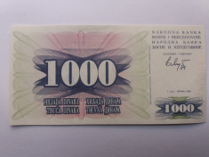 Bosnia &amp;amp; Herzegovina Bosnia si Hertegovina 1000 dinara 1992 -UNC foto