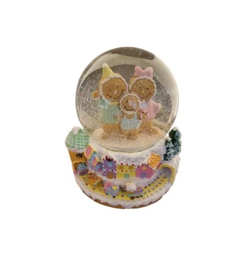 Glob Muzical de Craciun 17x10cm, cu Lumina LED si Efect de Zapada, Model Turta Dulce foto