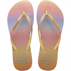 Havaianas slapi SLIM GRADIENT femei, culoarea galben, cu toc plat, 4146908.1732