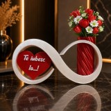 Cumpara ieftin Cadou Romantic 3D Semnul Infinitului cu Vazǎ și Inimă &bdquo;Te iubesc&rdquo;