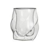 Pahar, cu pereti dubli, twisted, transparent, confortabil si usor de manevrat, dimensiuni: 6.5 x 9.5 x 7 cm, Oem