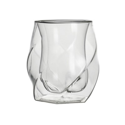 Pahar, cu pereti dubli, twisted, transparent, confortabil si usor de manevrat, dimensiuni: 6.5 x 9.5 x 7 cm foto