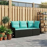 vidaXL Canapea cu braț &icirc;n grădină cu canapea colțară 2 Bucată Ratan PE 42025375