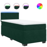 Cumpara ieftin Pat box spring cu saltea, verde inchis, 100x200 cm, catifea