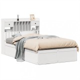 Cumpara ieftin Cadru de pat fara saltea, alb, 135x190 cm, lemn masiv de pin