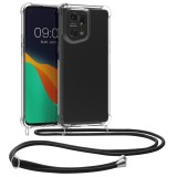 Husa Kwmobile pentru OPPO Find X5 Pro, Silicon, Transparent/Negru, 59320.01, Textil, Carcasa