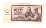 Bancnota Cehoslovacia 10 korun/coroane 1960, circulata, stare foarte buna