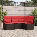 vidaXL Set de canapea 4 pcs Maro poliratan 3346364