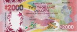 Bancnota Guyana 2.000 Dolari 2022 - PNew UNC ( comemorativa, polimer - vezi descriere )