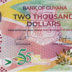 Bancnota Guyana 2.000 Dolari 2022 - PNew UNC ( comemorativa, polimer )