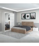 Dormitor Filip Crem Cu Pat Tapitat Stofa 140x200cm