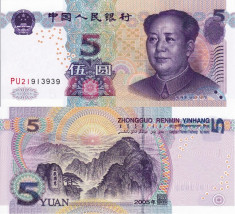 CHINA 5 yuan 2005 UNC!!! foto