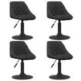 Gossi scaune de masa pivotante, 4 buc., negru, catifea