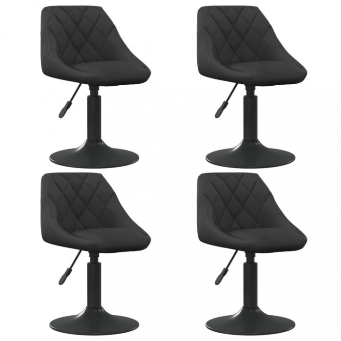 Gossi scaune de masa pivotante, 4 buc., negru, catifea
