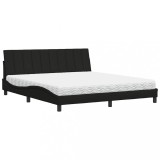 Cumpara ieftin Pat cu saltea, Hanko, negru, 180x200 cm, catifea