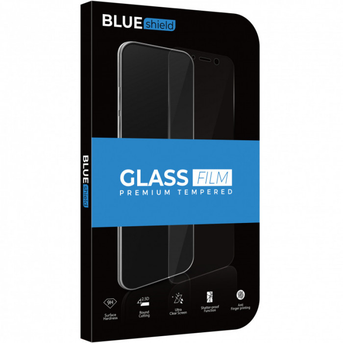 Folie Protectie Ecran BLUE Shield Xiaomi Redmi Note 10 5G / Xiaomi Poco X3, Sticla securizata, Full Face, Full Glue, 0.33mm, 2.5D, Neagra