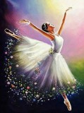 Set de broderie cu diamante 5D, model Balerina, 30x40 cm, accesorii incluse, multicolor