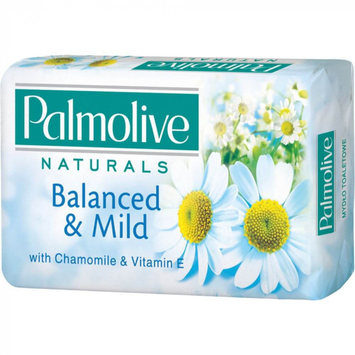 Sapun Palmolive Naturals Chamomile, 90 g, Musetel/ Vitamina E, Sapun, Sapunuri Solide, Sapunuri Palmolive, Sapun Palmolive pentru Pielea Sensibila, Sa