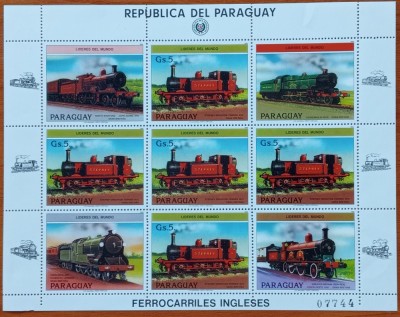PARAGUAY-&amp;#039;&amp;#039;CAILE FERATE BRITANICE&amp;#039;&amp;#039;-COLITA-MNH LUX -NESTAMPIL.-VEZI SCAN foto