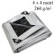 Prelata 4x4 m 260g/mp, inele metalice 12 mm, impermeabila, margini intarite
