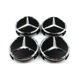 Set 4 Capace Centrale Jante compatibile MERCEDES diametru 75mm NEGRU